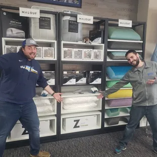 Robert Workman and Justin King showing off our new Malouf pillow display!