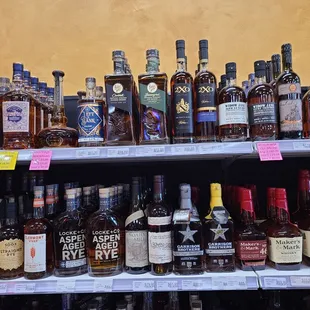 a shelf of liquor