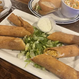 Buffalo chicken egg rolls