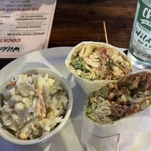 Baja Chicken Wrap with coleslaw