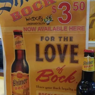 Yes we serve Shiner Bock