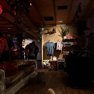 a dog laying on the floor in a living room