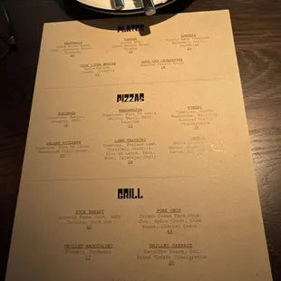 menu
