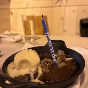 Warm sticky toffee pudding. It was a friend reunion after a decade plus, so I added some whimsy with the candle.