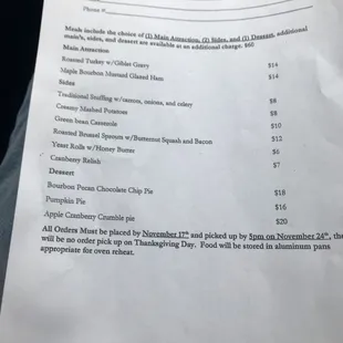 Thanksgiving carry out menu and I guarantee it will be quality.