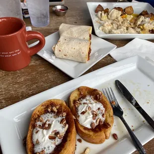 Breakfast burritos, French toast, biscuits and gravy, and the junior