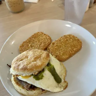Brisket Biscuit with Hash Browns