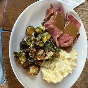 Open for St. Patrick's Day dinner, corned beef, colcannon, and Brussels sprouts