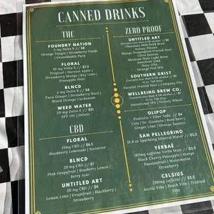 a checkered table cloth with a menu on it