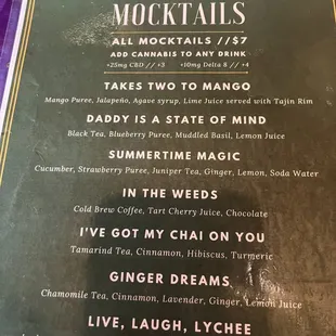Mocktail Menu
