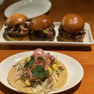 Wagyu Beef Sliders Caribbean Jerk Chicken Street Taco