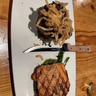 Steak and salmon