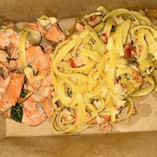 Leftovers. The kitchen put regular salmon in instead of smoked salmon, causing the meals to be flavorless.