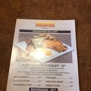The breakfast menu.