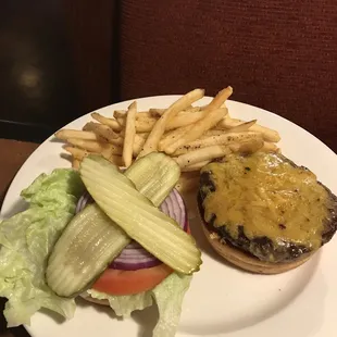 Classic burger and French fries