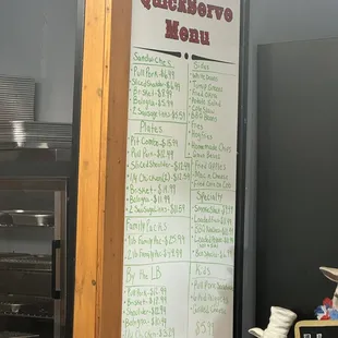 Menu on wall. They also have on another wall and menus by the register.