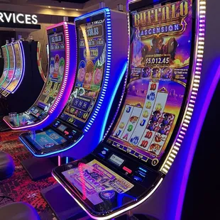 a row of slot machines