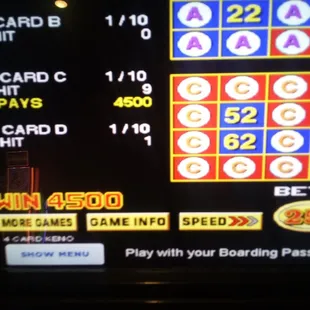 9 out of 10, 25 cent 4 Card Keno