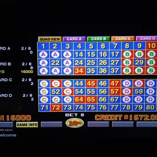 8 out of 8 on 4 card Keno.