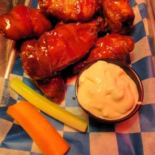 Bacon wrapped wings