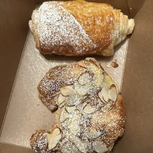 Almond croissant and chocolate croissant