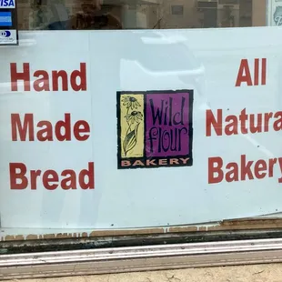 a sign in the window