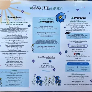 Breakfast menu