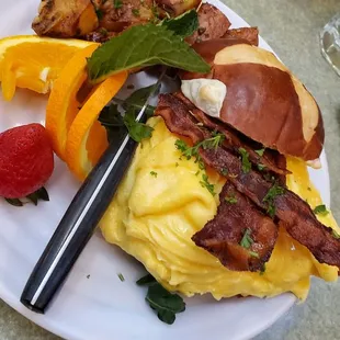 Pretzel Bun Breakfast Sandwich
