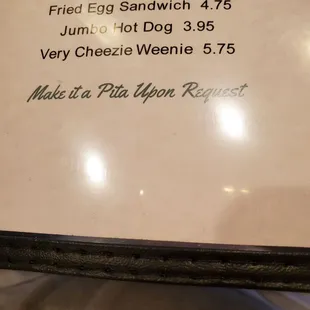 Check out the last menu item choice...&quot;Very Cheezie Weenie&quot; :&apos;))) ...I forgot to ask Waitress Judy about.   2/11/2022