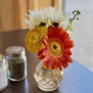Fresh flowers on the tables