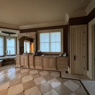 Entrance to the master bath. Has heated floors, separate jacuzzi tub and steam shower.