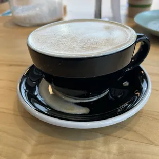 a cappuccino on a saucer