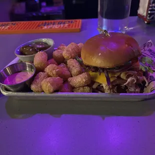 Smoked turkey with tater tots