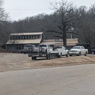 trucks parked in a parking lot