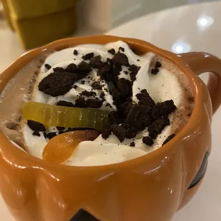 Dirt and worms iced latte (fall menu item)