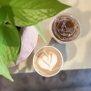 two cups of coffee on a table