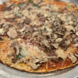 Mushroom + sausage flatbread