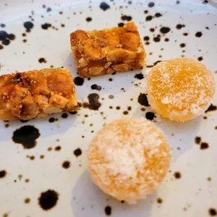 Hazelnut Brittle, Mango Jellies