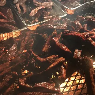 Sauced up ribs on the bbq