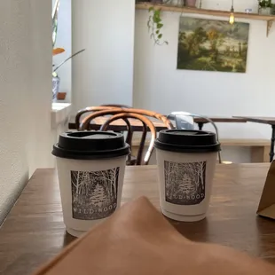 Brewed coffee and maple latte