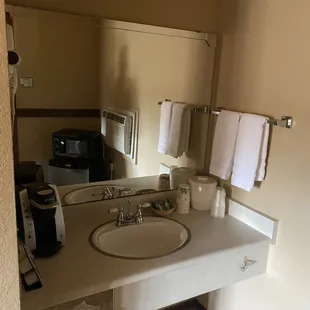 Vanity Area - includes a mini fridge