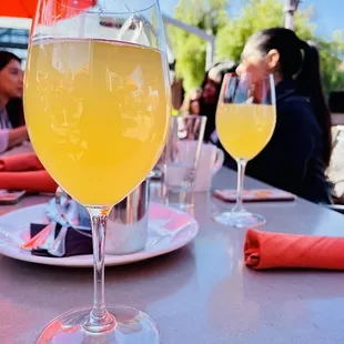 Not in your traditional champagne flutes. What the hell was I thinking ordering Bottomless Mimosas?