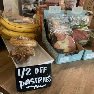 a variety of pastries on display