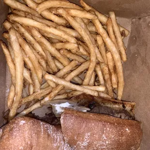 steak sandwich + fries