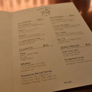 cocktail menu