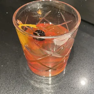 a drink in a clear glass