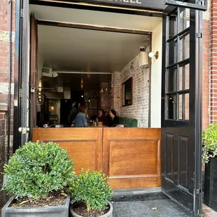 the entrance to the restaurant