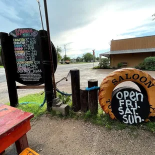 a sign for the restaurant