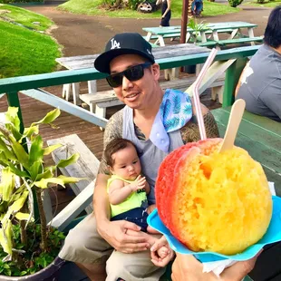 Large tiger's blood (strawberry colada) and mongoose mango w/ ice cream