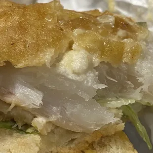 Raw Battered Fried Fish Sandwich